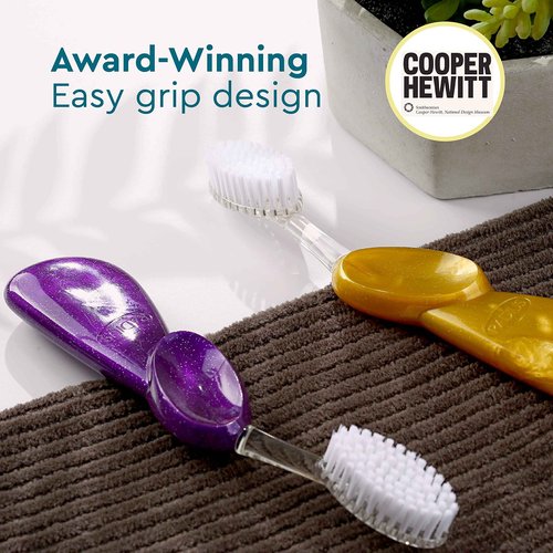 RADIUS Toothbrush, Original Big Brush with Replaceable Head, Right Handed, Midnight Sky/Marble/Soda Pop, BPA Free & ADA Accepted, Pack of 3