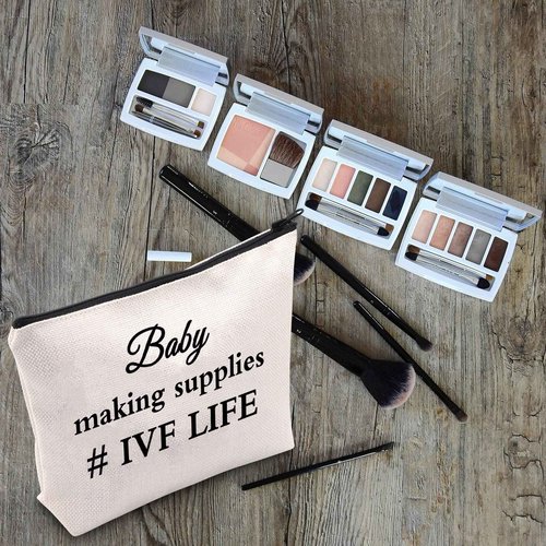 LEVLO Funny IVF Mom Gift IVF Infertility Makeup Bag Baby Making Supplies IVF Lucky Transfer Cosmetic Bag for Women (Baby Making Supplies)