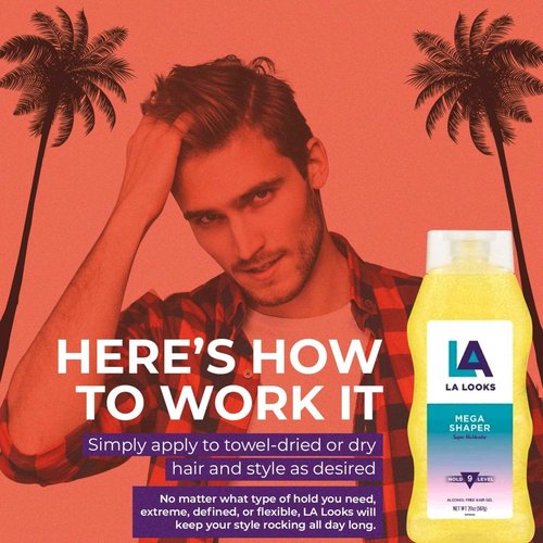 La Looks Gel #9 Mega Mega 20 Ounce (Yellow) (591ml) (6 Pack)