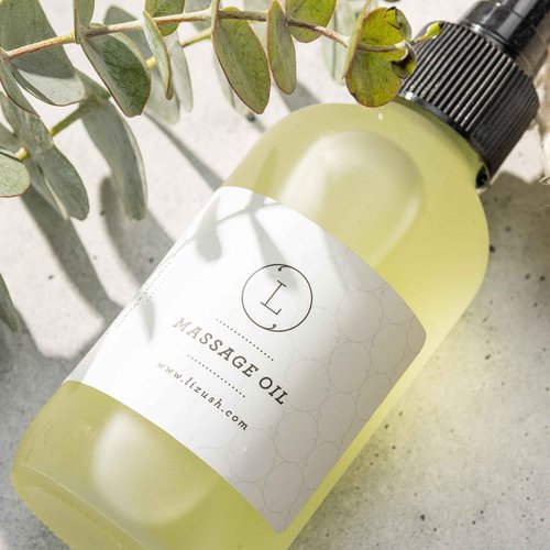 Lizush Eucalyptus Massage Oil, Moisturizing Nourishing and Reviving Massage Oil for Silky Skin, 4 oz Pampering Body Oil for Men, Women, Natural, Vegan and Non GMO, Premium Oils Handmade in the USA