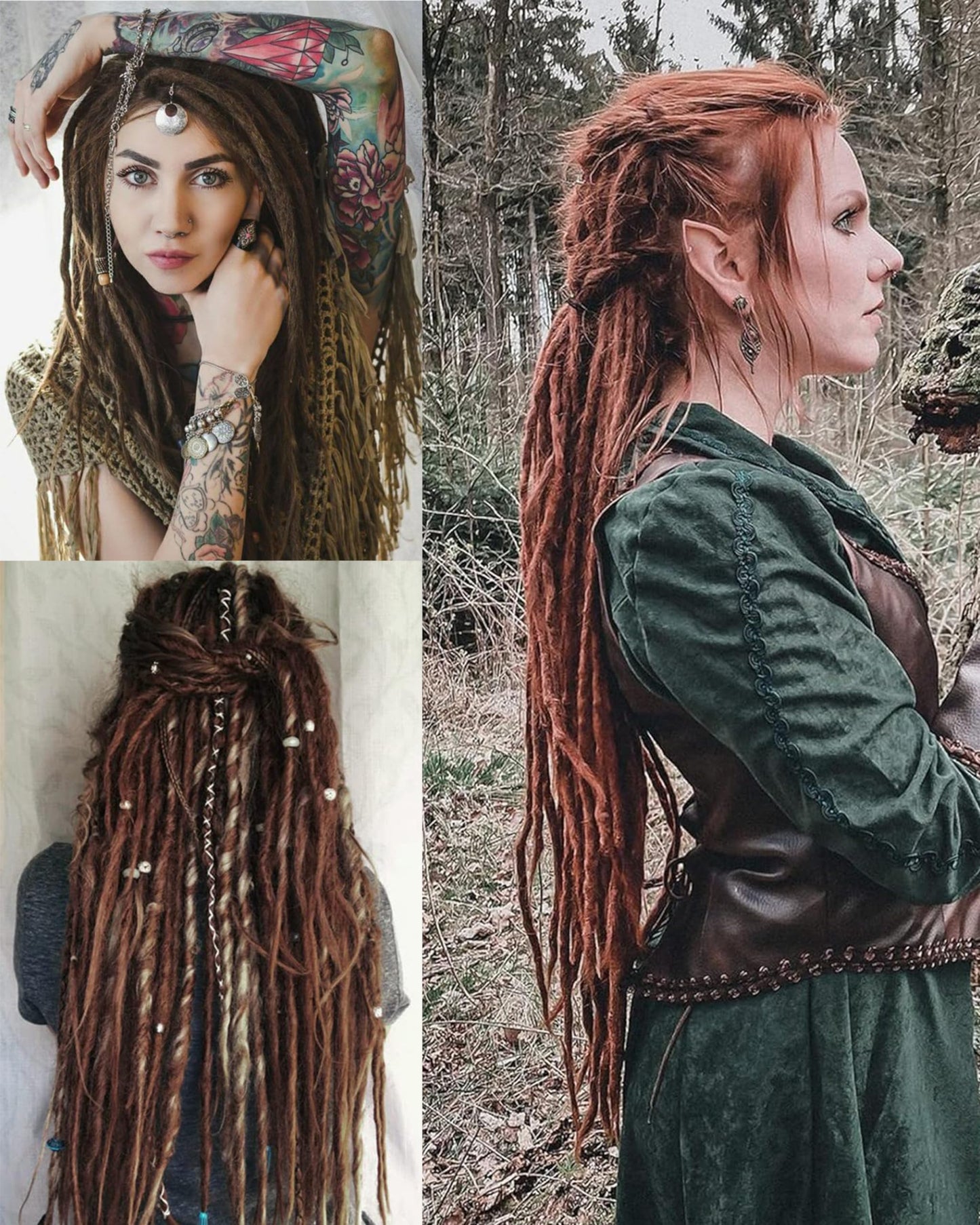 24 Inch Dreadlock Extensions 0.6 cm Width 20 Strands-Burgundy.Soft Hippie SE Dreads Synthetic Loc Extensions for Women and Men(24"-2 Packs,Bug#)