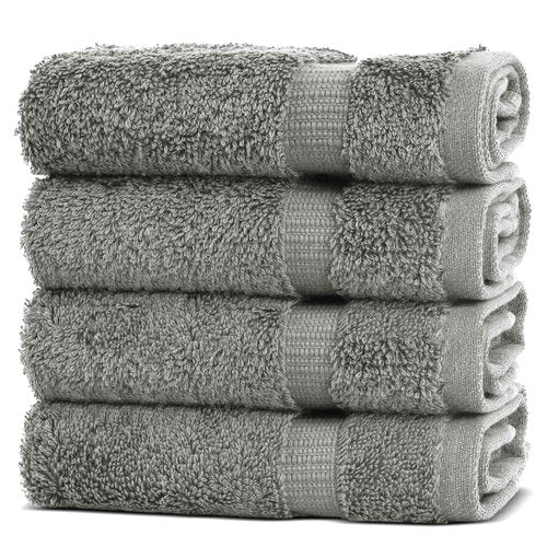 Chakir Turkish Linens | Hotel & Spa Quality 100% Cotton Premium Turkish Towels | Soft & Absorbent (4-Piece Washcloths, Gray)