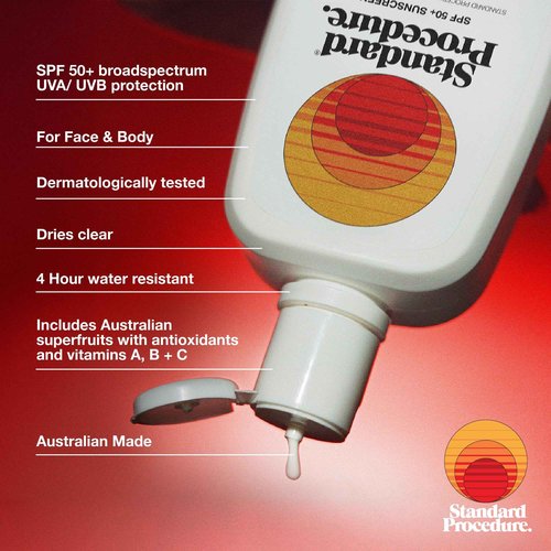 Standard Procedure. SPF 50+ Sunscreen, Broad Spectrum Face & Body Sunblock for Sun-Sensitive Skin, 4HR Water Resistant, Organic Formula, 8.5 oz