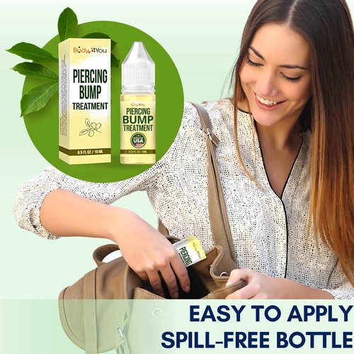 BodyJ4You Piercing Keloid Bump Removal - Natural Oil Piercing Bump Treatment - Nose Septum Belly Ear Cleaner Soothing Skin Recovery Solution - Safe Care New Piercing Reduce Scars - 4 x 0.33 Fl Oz
