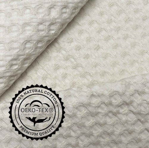 Lyssiatina Set of 4 Premium Quality Waffle Washcloths, 13 Inch Quick Dry Face Washcloth, Pure Cotton Natural Soft Makeup Towel, Shower Cloth for Face Body (Natural)