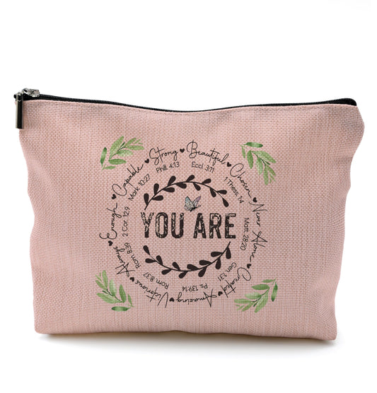 QGFM Pink Makeup Bag,Christian Gifts for Women,Inspirational Cosmetic Bags With Zipper,You are Makeup Bag,Inspirational Christian Gifts