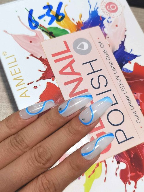 AIMEILI Hema-Free Shine Finish No Wipe Top and Base Coat 2 x 15ml Set, Builder Base Clear Sheer Color Gel 6pcs X 10ml