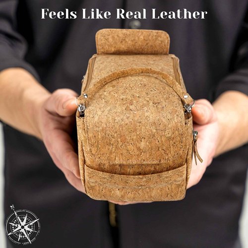 The Calling Man Denali Cork Leather Travel Toiletry Bag for Men– Waterproof Compact Dopp Kit with Hanging Design, Compartment and Dual Pockets Hygiene Bag for Toiletries