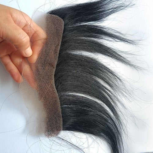 SeraphicWig Men Forehead Hairline Toupee Human Hair Lace Front Hair Pieces For Mens Lace Hair System Base Size 0.78x7.09 inch Natural Black