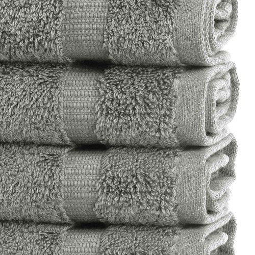 Chakir Turkish Linens | Hotel & Spa Quality 100% Cotton Premium Turkish Towels | Soft & Absorbent (4-Piece Washcloths, Gray)