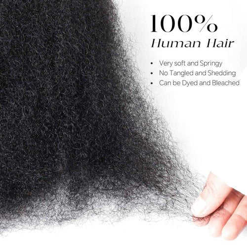 BLL Afro Kinkys Bulk Human Hair, 16 Inch 50g/Pack, 100% Human Hair for Mini Twist Braiding Dreadlock Loc Extensions Afro Kinky Curly Hair Bulk (1B, 16 Inch Pack Of 1)