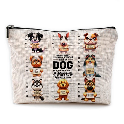 Dog Makeup Bag, Dog Mom Gifts, Dog Gifts for Women, Gifts for Dog Lovers, Cute Dog Puppy Cosmetic Bag Toiletry Bag for Women, Dog Owner Gifts for Women, Dog Mom Stuff