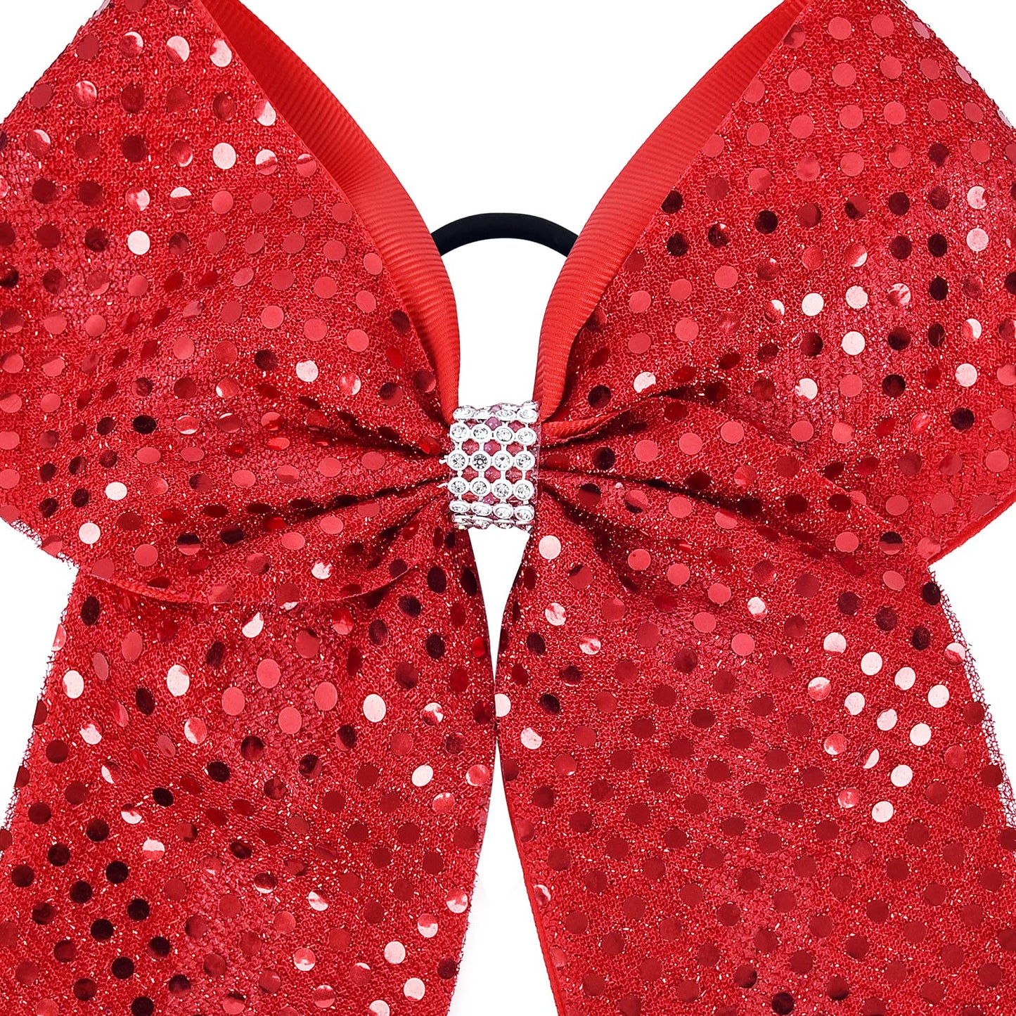 CEELGON Red Glitter Cheer Bow Bulk Large Hair Bows Breast Cancer 8inch for Toddler Girls Jumbo Cheerleading Ponytail Holder Team Gifts for Teen Hair Ribbons Softball Cheerleader Pack of 10