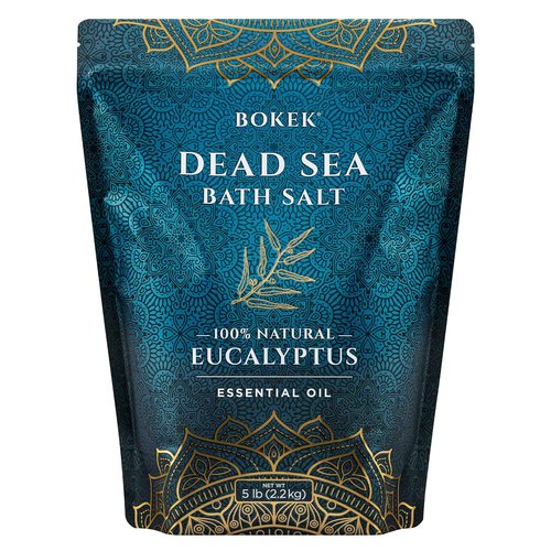 Bokek Dead Sea Bath Salt Scented with Certified Organic Essential Oil, Zipper Bag, Colorless, Eucalyptus, 80 Oz
