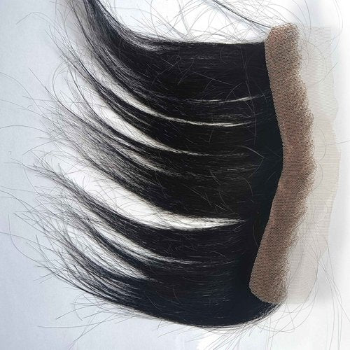SeraphicWig Men Forehead Hairline Toupee Human Hair Lace Front Hair Pieces For Mens Lace Hair System Base Size 0.78x7.09 inch Natural Black