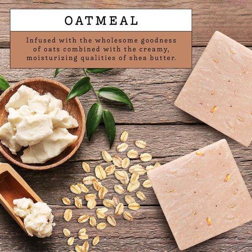LOVERY Gifts for Women, Handmade Goat Milk Soap Made in USA With Organic Shea Butter - Oatmeal Goats Soap Bar, All Natural Soap Bar Made with Organic Goat Milk - 3 Pack