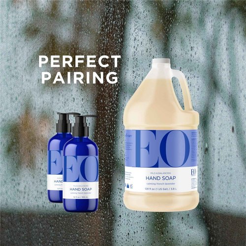 EO Liquid Hand Soap Refill, 32 Ounce (Pack of 2), French Lavender, Organic Plant-Based Gentle Cleanser with Pure Essential Oils