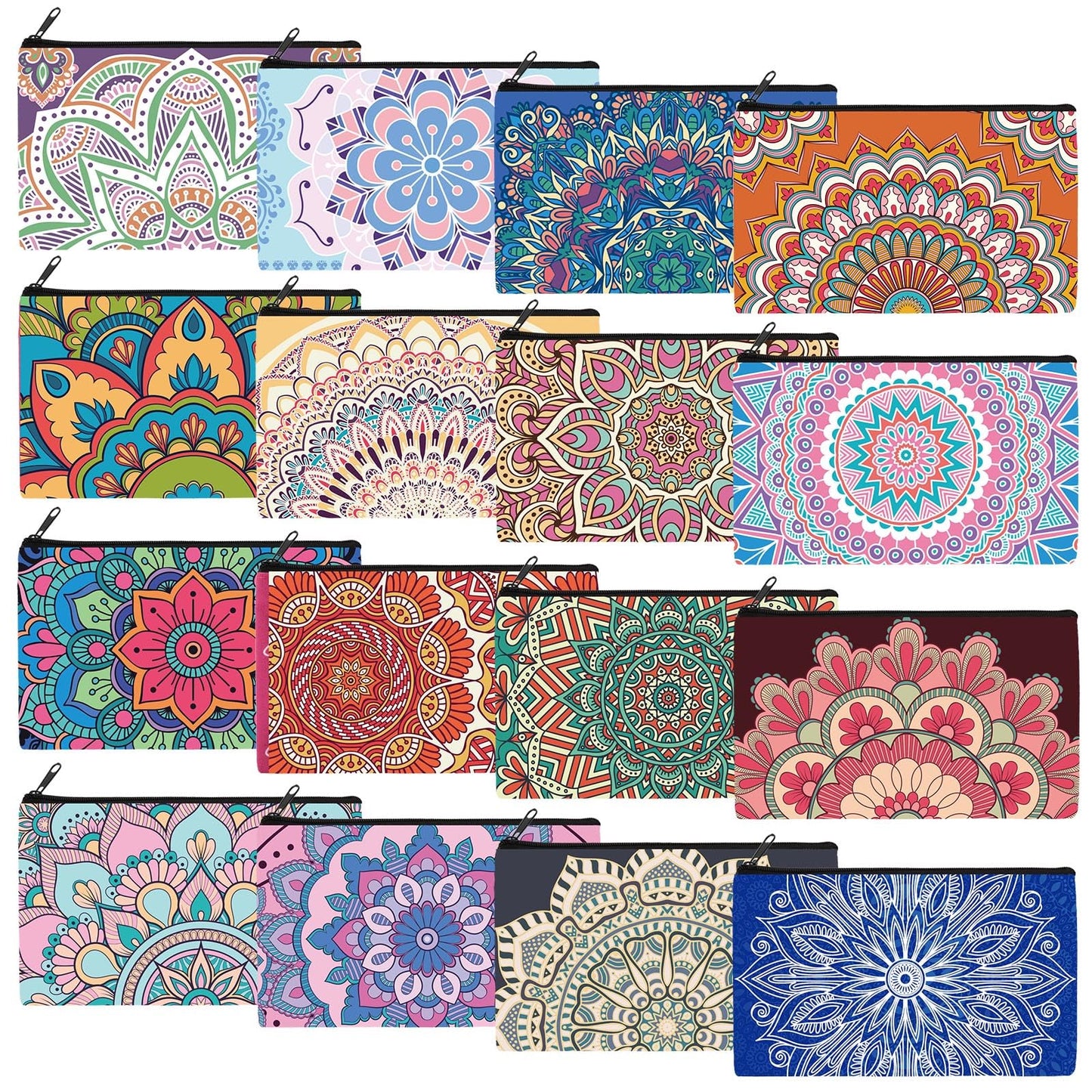 Yahenda 16 Pieces Cosmetic Makeup Bag Inspirational Zipper Pouch You Are Amazing Loved Beautiful Kind Pouch Inspirational Gifts for Girls Women Nurse Teacher Daughter Sister(Mandala)