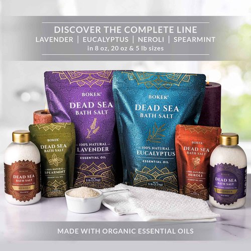 Bokek Dead Sea Bath Salt Scented with Certified Organic Essential Oil, Zipper Bag, Colorless, Eucalyptus, 80 Oz