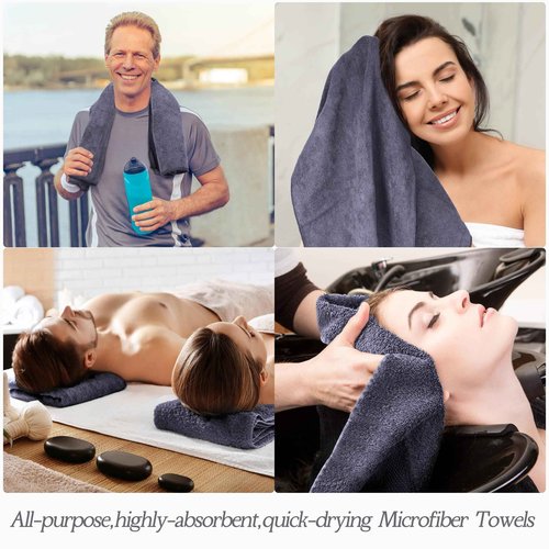 Panelee 24 36 Packs of Bleach Proof Towels Microfiber Absorbent Bleach Resistant Salon Hand Towels for Gym, Bath, Spa, Shaving, Shampoo, Home Hair Drying (Gray,14 x 29 Inch)