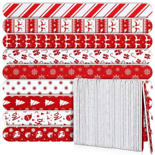 Lanties 45 Pack Christmas Nail Files Gifts Bulk Holiday Emery Boards Double-Sided Christmas Party Nail Files Bulk Stocking Stuffers Christian Gifts for Women Customers Coworkers Staff(Reindeer)