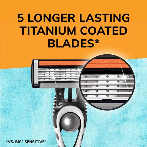 BIC Flex 5 Titanium Disposable Razors for Men 4 Piece Set and BIC Flex 5 Refillable Razors for Men 1 Handle 7 Cartridges 8 Piece Shaving Kit