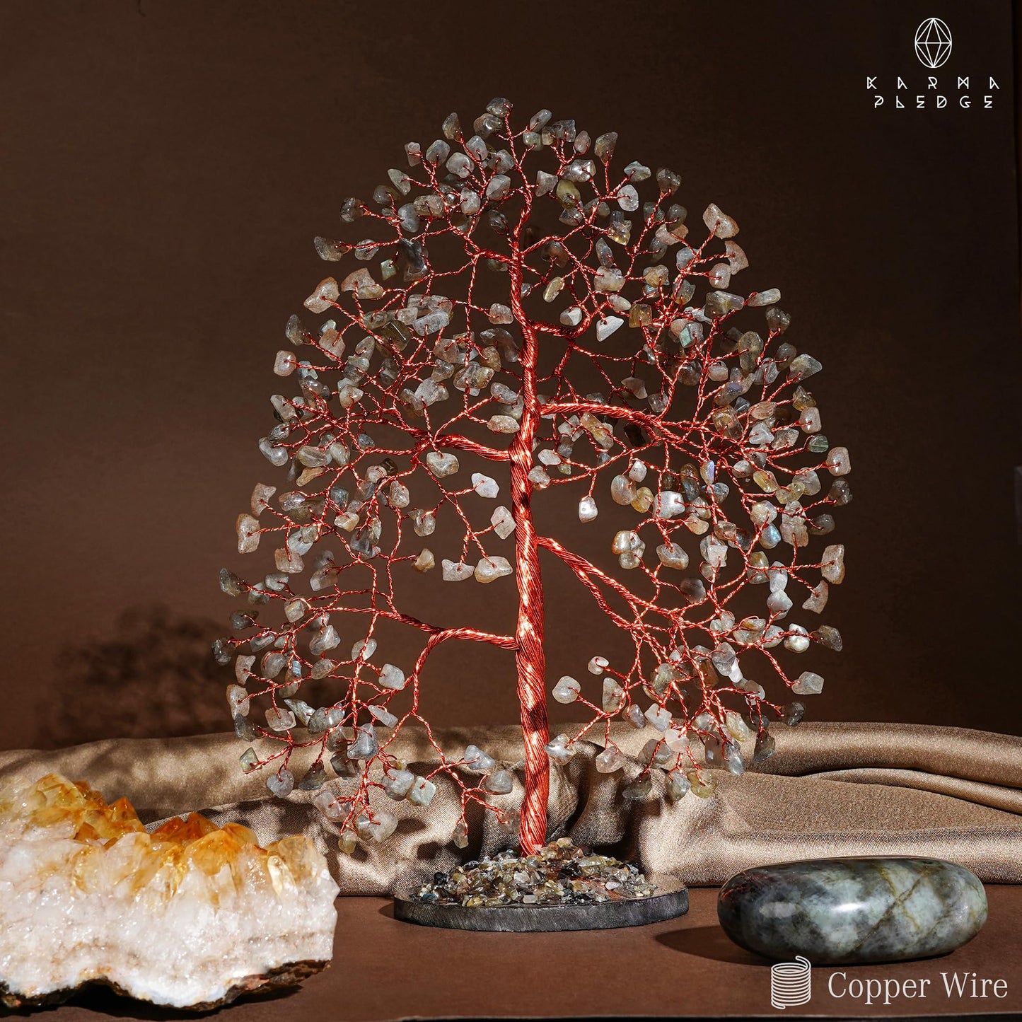 Crystal Trees for Home and Office Decoration, Labradorite Chakra Healing Crystals Feng Shui Handmade Trees for Positive Energy, Money, Good Luck, Christmas Decor, Birthday Gifts for Women, Mom