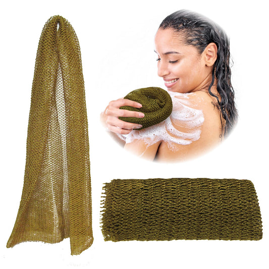 Adeton African Net Sponge, Authentic, Black Owned, Exfoliating Body Scrubber, Long Net Sponge, Body Exfoliator, Sapo, Shower Bath Accessories, Back Foot Scalp Scrub, Flat Dead Skin Remover (Dijon)