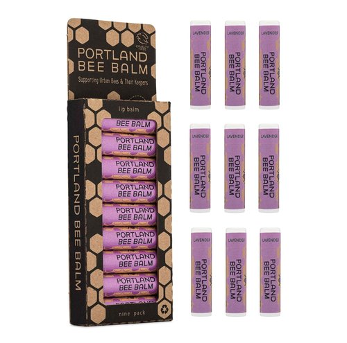 Portland Bee Balm All Natural Handmade Beeswax Based Lip Balm, Lavender 9 Count