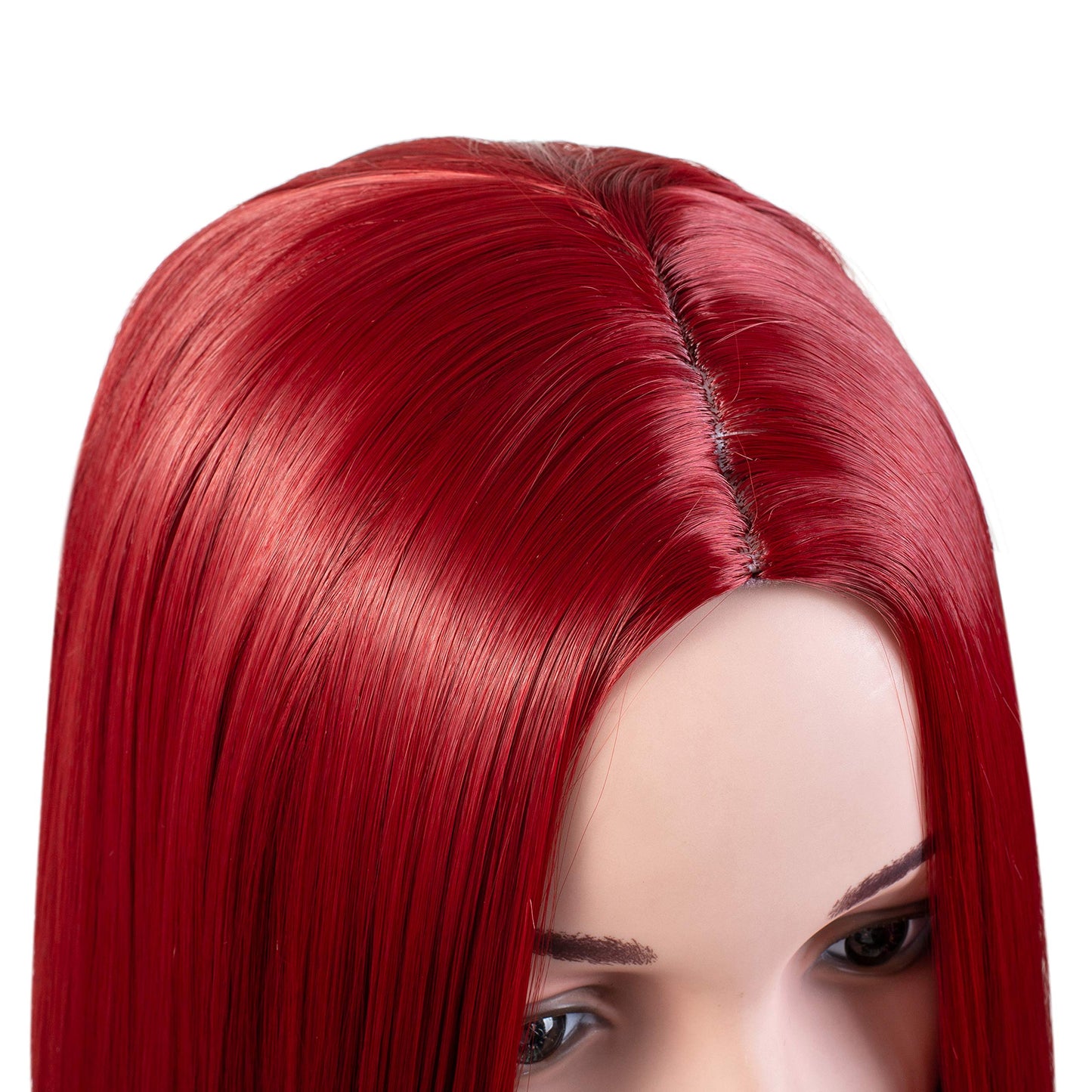 Onedor 30 Inches Long Straight Red Synthetic Hair Women Full Head Cosplay Wig with Wig Cap (T1557 - Red)