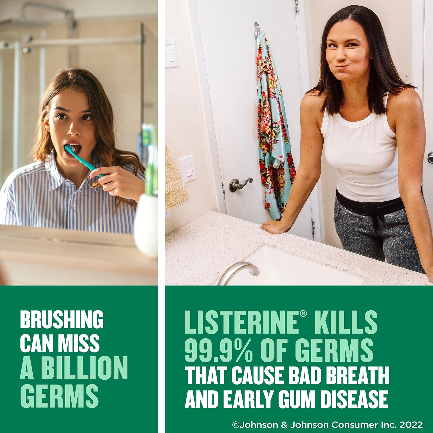 Listerine Freshburst Antiseptic Mouthwash for Bad Breath, Kills 99% of Germs That Cause Bad Breath & Fight Plaque & Gingivitis, ADA Accepted Mouthwash, Spearmint, 8.5 Fl. Oz (250 mL) (Pack of 2)