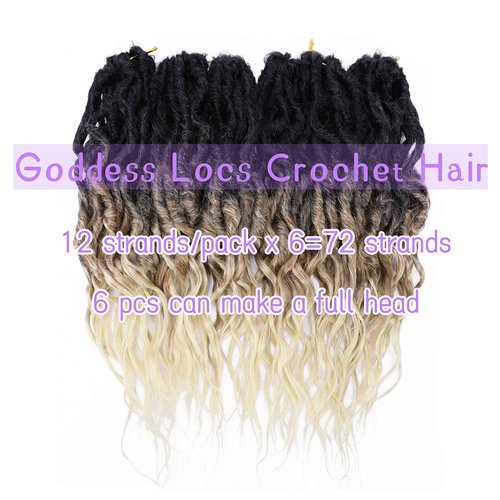 LOSMOEER 6 Packs Faux Locs Crochet Hair 24 Inch Soft Locs Crochet Braid Pre Looped Goddess Locs Crochet Hair for Women Queen Locs Crochet Braids with Curly Ends Synthetic Braiding Hair Extensions