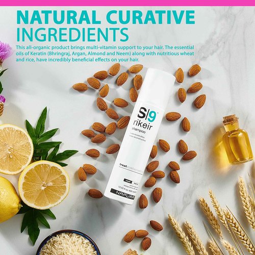 NAPURA S9 Professional Moisturizing Shampoo for Damaged Hair (13.53 fl oz) - Sulfate and Paraben Free - Split End Repair- Color Safe Protein Hair Repair Treatment with Avocado Oil