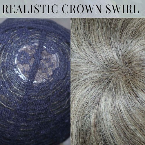 LSXCSM Salt and Pepper Human Hair Wig Short Pixie Cut Wigs with Bangs for Older Black Women Grey
