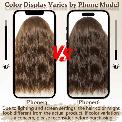 BUPPLER Wig 18 Inch Medium Length Wigs for Women Middle Part Synthetic Hair Wavy Wig with Upgraded Strands,Natural Hair Wigs for Daily Party/Halloween Use 18Inch,Honey Brown