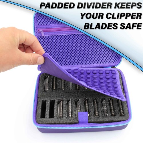 CASEMATIX Clipper Blade Holder For 20 Blades, Hair Clipper Guard Case For Barbers and Stylist Compatible with Andis, Oster, Wahl, Detachable Clippers Metal Guards, Clipper Blade Storage Case