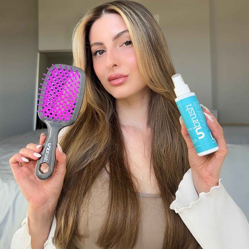 FHI Heat UNbrush Detangling Brush and UNwinder Detangling Spray Combo Pack - Tangle-Free Hair, Pain-Free Brushing, Anti-Static Bristles, Lightweight Hair Brush, Orchid