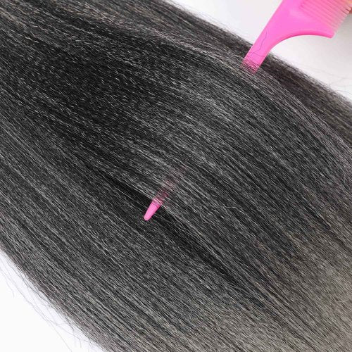 8 Packs Pre Stretched Braiding Hair, 48 Inch Braiding Hair Pre Stretched Yaki Texture, Hot Water Setting, Easy To Install Professional Synthetic Ombre Braiding Hair(1B/Silver)