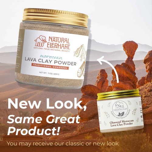 Natural Elephant Ghassoul (Rhassoul) Moroccan Lava Clay Powder | 100% Pure & Natural Face & Body Mask Powder | 200g Jar Pack of 2 7oz Jars