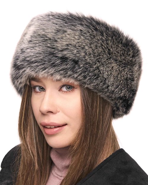 Futrzane Siberian Headband - Womens Faux Fur Headbands - Fluffy Russian Earband - Size M (Grey Siberian)