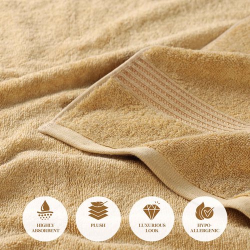 Superior Egyptian Cotton 10-Piece Face Towel Set , Small Towels For Facial, Spa, Quick Dry, Absorbent Towels, Bathroom Accessories, Guest Bath, Home Essentials, Washcloth, Airbnb, Gold