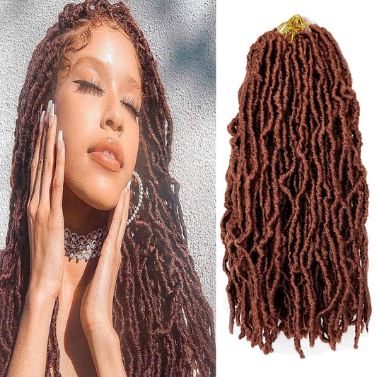 Paraglame Ginger Soft Locs Crochet Hair 14 Inch 8 Packs Faux Locs Crochet Braids Pre-looped Synthetic Goddess Locs 350# Color Curly Wavy Crochet Braids Hair Extension For Black Women (8Packs, 350#)