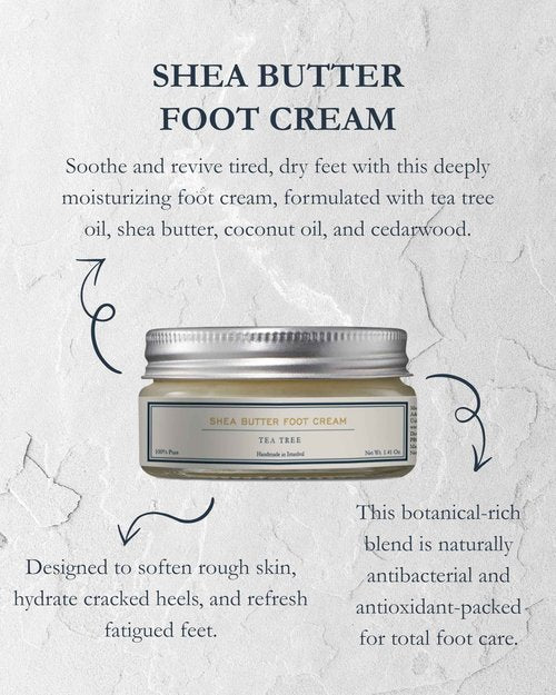 Homemade Aromaterapi | Deep Moisturizing Foot Cream – With Tea Tree, Shea Butter & Coconut Oil | Softens, Hydrates & Refreshes | Nourishing Botanical Formula for Daily Foot Care | 1.4 Oz