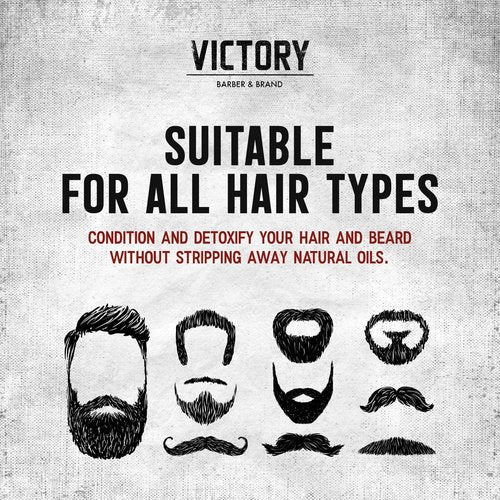 Victory Barber & Brand Beard Wash - Made in USA, Men's All-in-One Shampoo and Conditioner, Hydrating, Smoothening, Softening, 8.4 Fl Oz