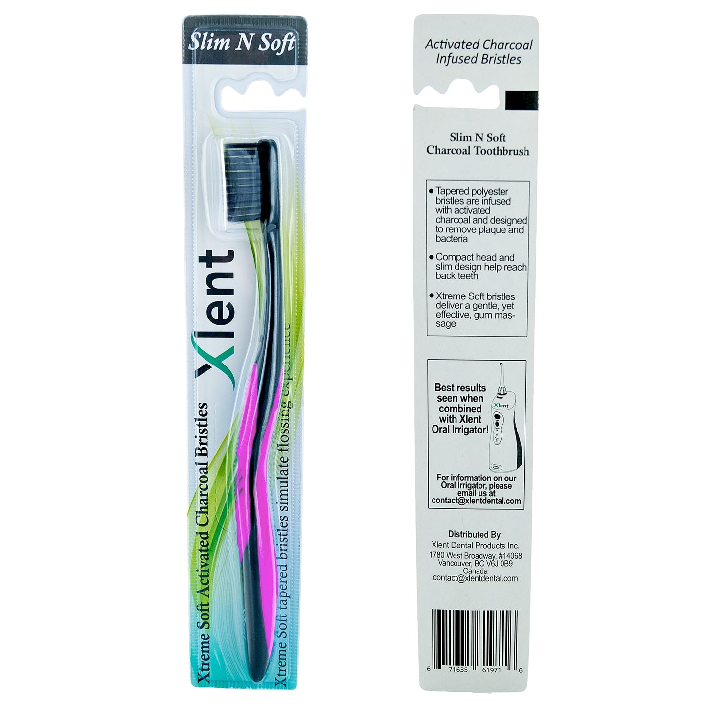 Activated Charcoal Bristle Toothbrush - Xtreme (Extreme) Soft, Ultrafine, Tapered bristles, Compact Head & Slim Design - (12 Count)