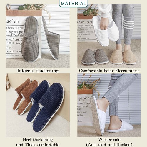 OSTADARRA 6 Pairs Spa Slippers, Non Slip Disposable Slippers For Guest, Washable Reusable, Which Can Be Used As Women Men, House, Indoor, Bathroom, Bedroom, Hotel, Bride Slippers (2 sizes)