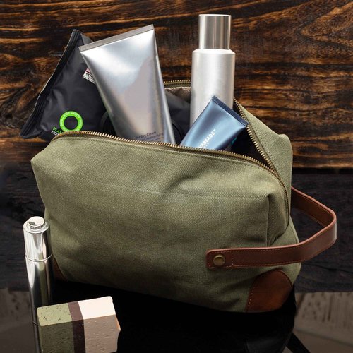 Vetelli Vintage Canvas Toiletry Bags, Travel In Style, Waterproof Canvas Dopp Kits, Durable (Marco) (Green)