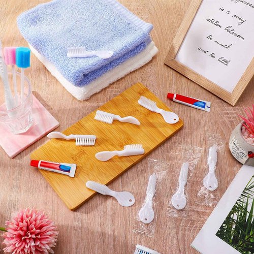 Patelai 200 Pcs Handle Toothbrush Thumbprint Individually Packaged Security Toothbrush Bulk with Short Handle Soft Bristles for Portable Travel Teeth Cleaning, Mini Size