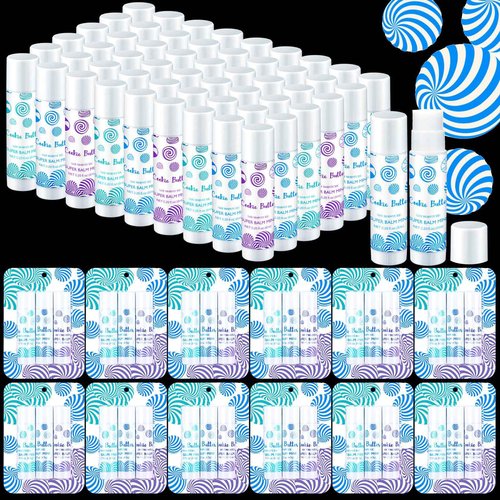 Leelosp 72 Pcs Christmas Lip Balm Gifts Bulk Candy Shapes Lipstick Set Sugar Moisturizing Balms Natural Organic for Christmas Gifts Stocking Stuffers for Coworker Employee Winter Holiday Party Favors