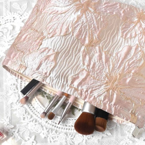 KeYaMee Makeup Bag Travel Cosmetic Bags for Purse Women Organizer Pouch Toiletry Bags with Zipper Large Capacity 035pinkflower